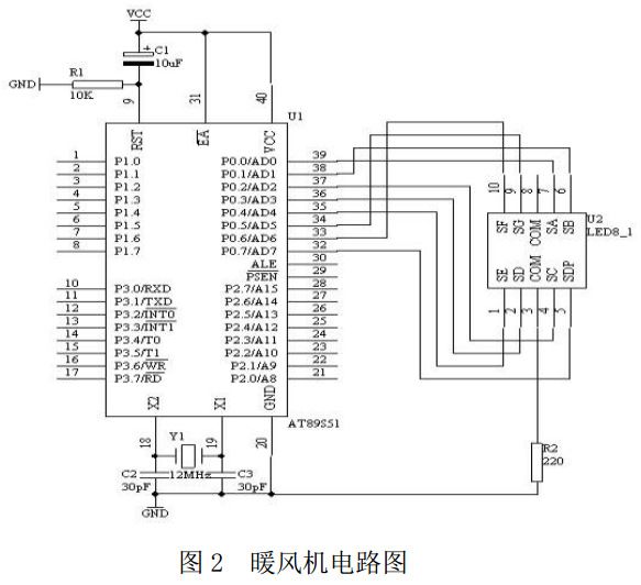 圖 2 暖風(fēng)機(jī)電路圖 圖 2 暖風(fēng)機(jī)電路圖